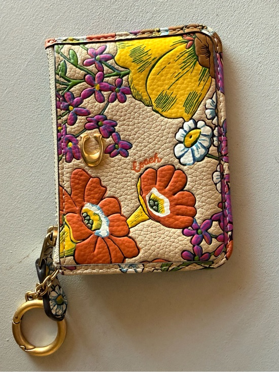 Coach Handbags - Coach Floral Card Case with Gold Hardware - Cream, Orange, Yellow, Purple, Green